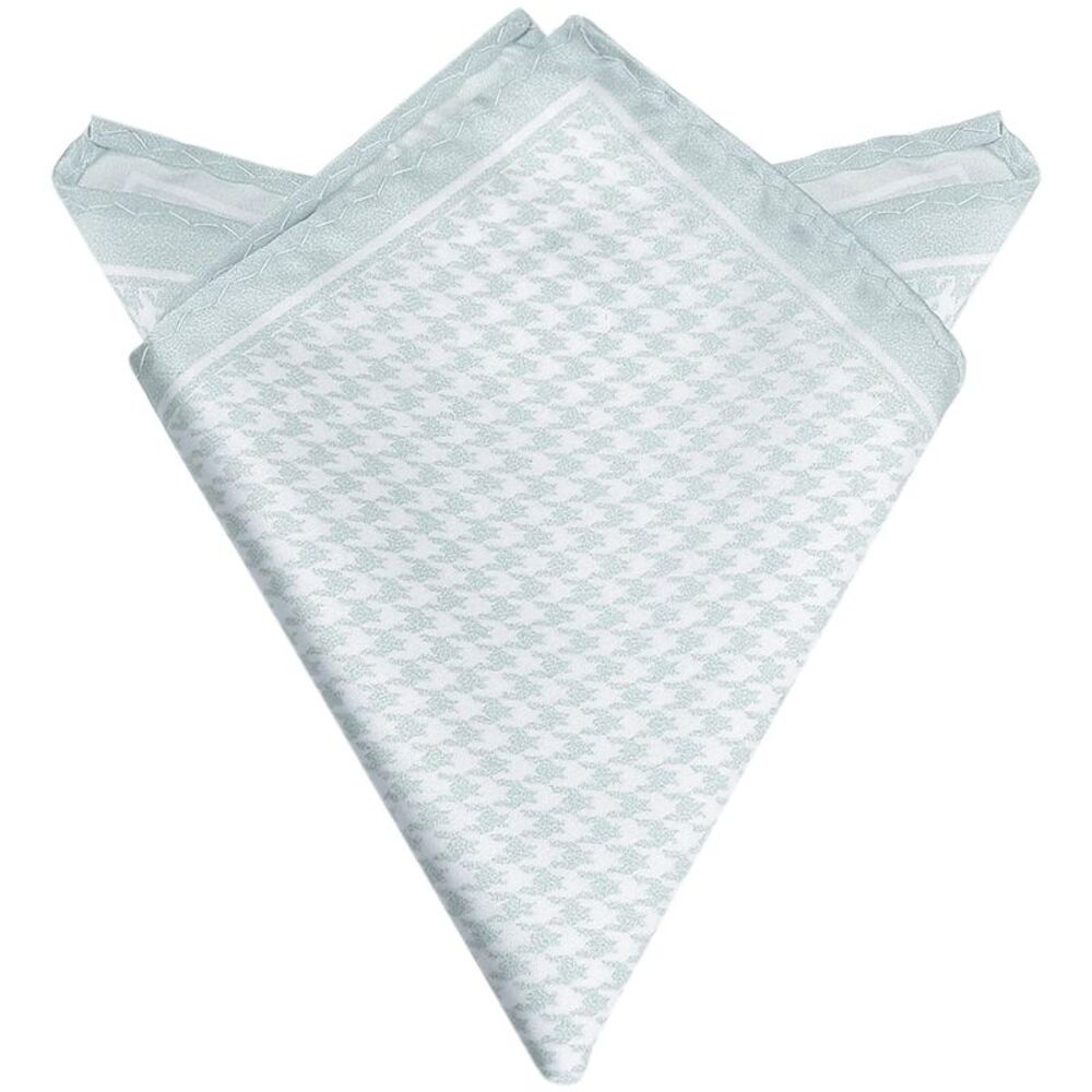 Houndstooth Handkerchiefs Self-Fold Pocket Square for Suit Formal Silver
